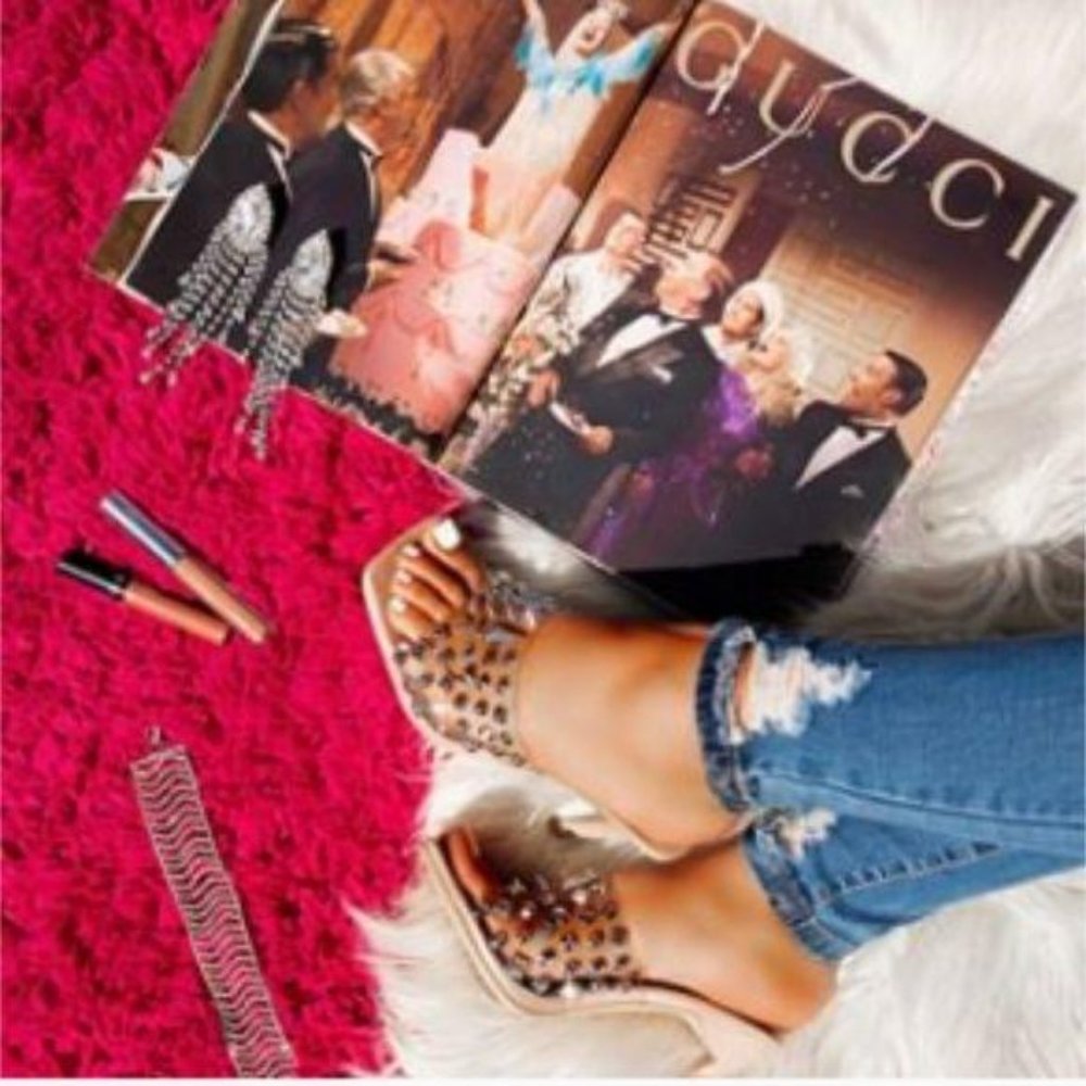 !! NEW !! Clear Studded Mules in Black - Picture 4 of 4